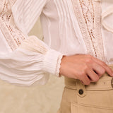 BASIL | White Ruffled Lace Blouse