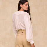 BASIL | White Ruffled Lace Blouse