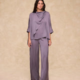 TIRSO | Soft Grape Wide-Leg Trousers