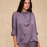 TIRSO | Soft Grape Draped Blouse