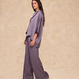 TIRSO | Soft Grape Wide-Leg Trousers