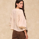 ORGANDELA | Ivory Pleated Cotton Blouse