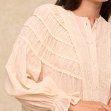 ORGANDELA | Ivory Pleated Cotton Blouse