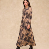 MARISSA | Sand Botanical Print Jersey Dress