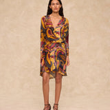 FLAVIE | Golden Short Paisley Print Dress