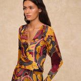FLAVIE | Golden Short Paisley Print Dress