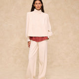 LEMON | Ecru Wide-Leg Tailored Trousers