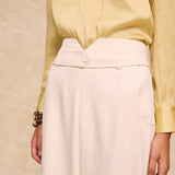 LEMON | Ecru Wide-Leg Tailored Trousers