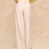 LEMON | Ecru Wide-Leg Tailored Trousers