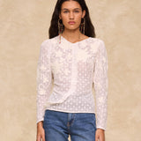 ROMITA | Ecru Floral Lace Embroidered Blouse