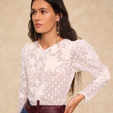 ROMITA | Ecru Floral Lace Embroidered Blouse