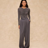 GIOVANA | Dark Grey Wool-Blend Tailored Trousers