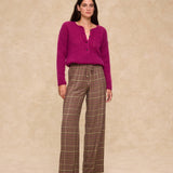 HENRY | Purple Check Wide-Leg Trousers