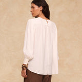ANIS | White Embroidered Yoke Blouse