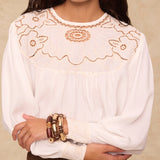 ANIS | White Embroidered Yoke Blouse
