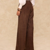 MOCHA | Dark Brown Suede Wide-Leg Trousers