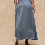 NATALIA | Steel Satin Midi Skirt