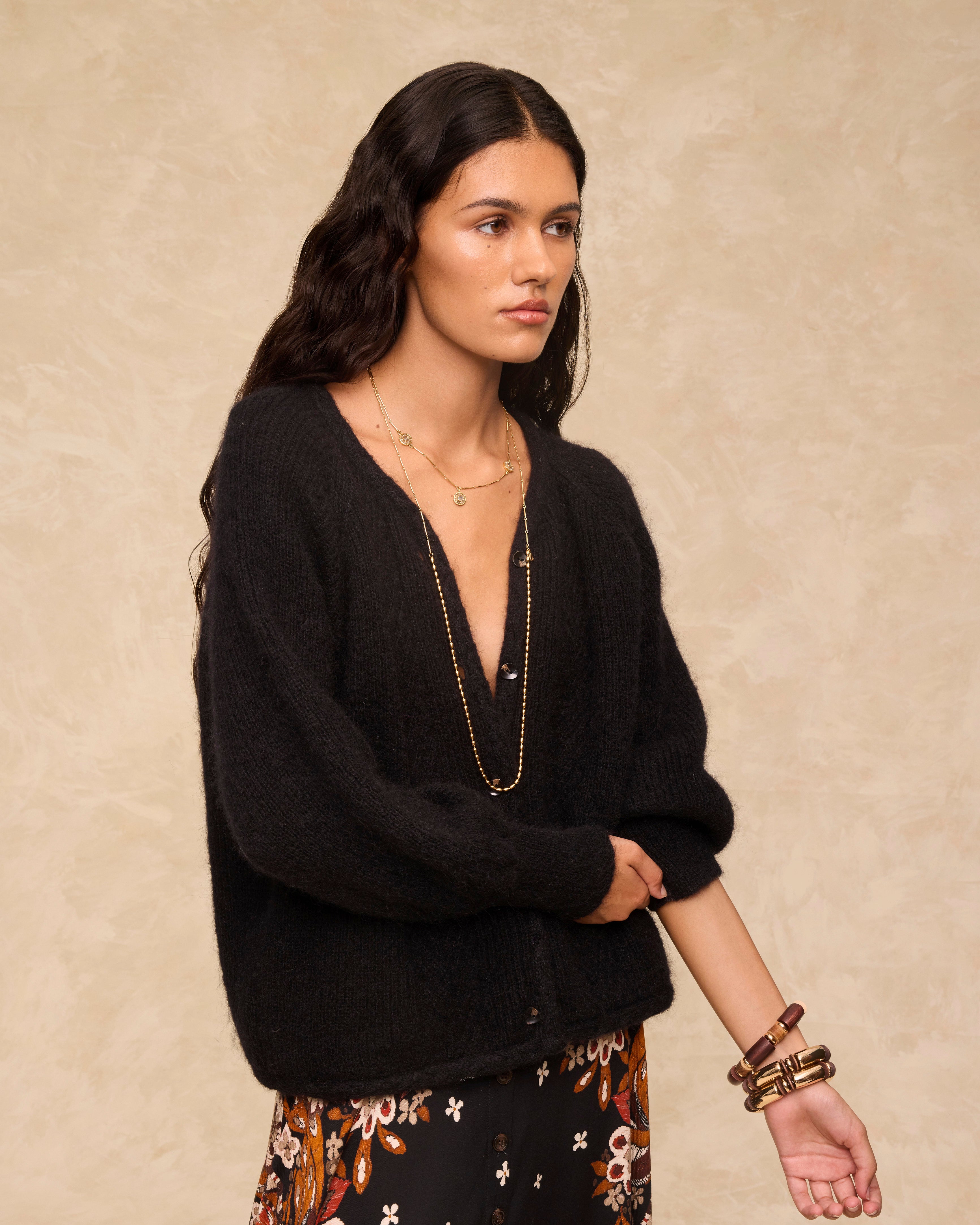 CLAIRE | Black Mohair Wool Knit Cardigan – shopmaksu EU