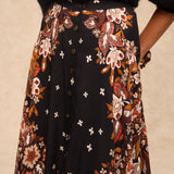 DELPHINE | Black Paisley Floral Print Midi Skirt