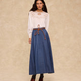 SIENNA | Indigo Blue Denim Midi Skirt