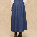 SIENNA | Indigo Blue Denim Midi Skirt