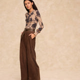 MARISSA | Sand Botanical Print Jersey Top