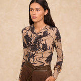 MARISSA | Sand Botanical Print Jersey Top