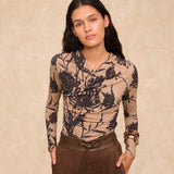 MARISSA | Sand Botanical Print Jersey Top