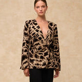 BEDUINA | Gold Jacquard Leopard Print Blazer