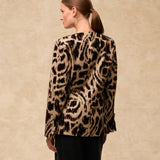 BEDUINA | Gold Jacquard Leopard Print Blazer