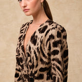 BEDUINA | Gold Jacquard Leopard Print Blazer