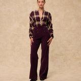 ARIANNE | Aubergine Check Blouse