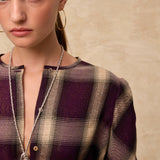 ARIANNE | Aubergine Check Blouse