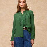TORDINI | Blusa verde bordada