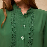TORDINI | Blusa verde bordada