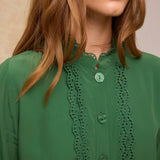 TORDINI | Blusa verde bordada