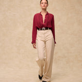 TORDINI | Red Embroidered Silk Blouse