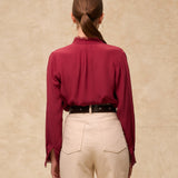TORDINI | Red Embroidered Silk Blouse