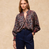 MARETOILE | Navy Multi Floral Print Blouse