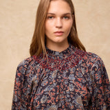 MARETOILE | Navy Multi Floral Print Blouse