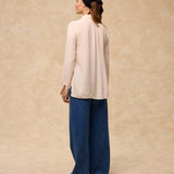 VITTORIA | Ecru Tonal Pleated Blouse