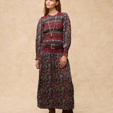 MARETOILE | Navy Multi Floral Print Midi Dress