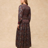 MARETOILE | Navy Multi Floral Print Midi Dress