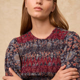 MARETOILE | Navy Multi Floral Print Midi Dress