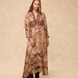 MARSIGLIA | Beige Multi Print Midi Dress