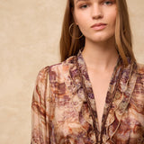 MARSIGLIA | Beige Multi Print Midi Dress