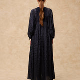 AMAL | Anthracite Embroidered Jacquard Midi Dress