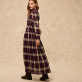 LEONOR | Aubergine Check Smocked Midi Dress