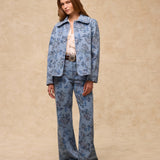 CONNIE | Blue Floral Printed Cotton Jacket