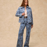 CONNIE | Blue Floral Printed Cotton Jacket